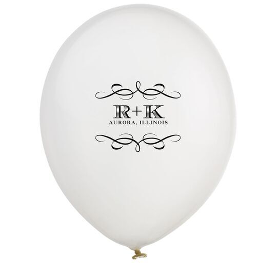 Courtyard Scroll with Initials Latex Balloons
